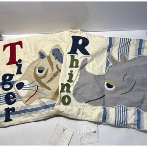 Pottery Barn Tiger & Rhino Pillow Covers (16x16) 2 covers (NEW)